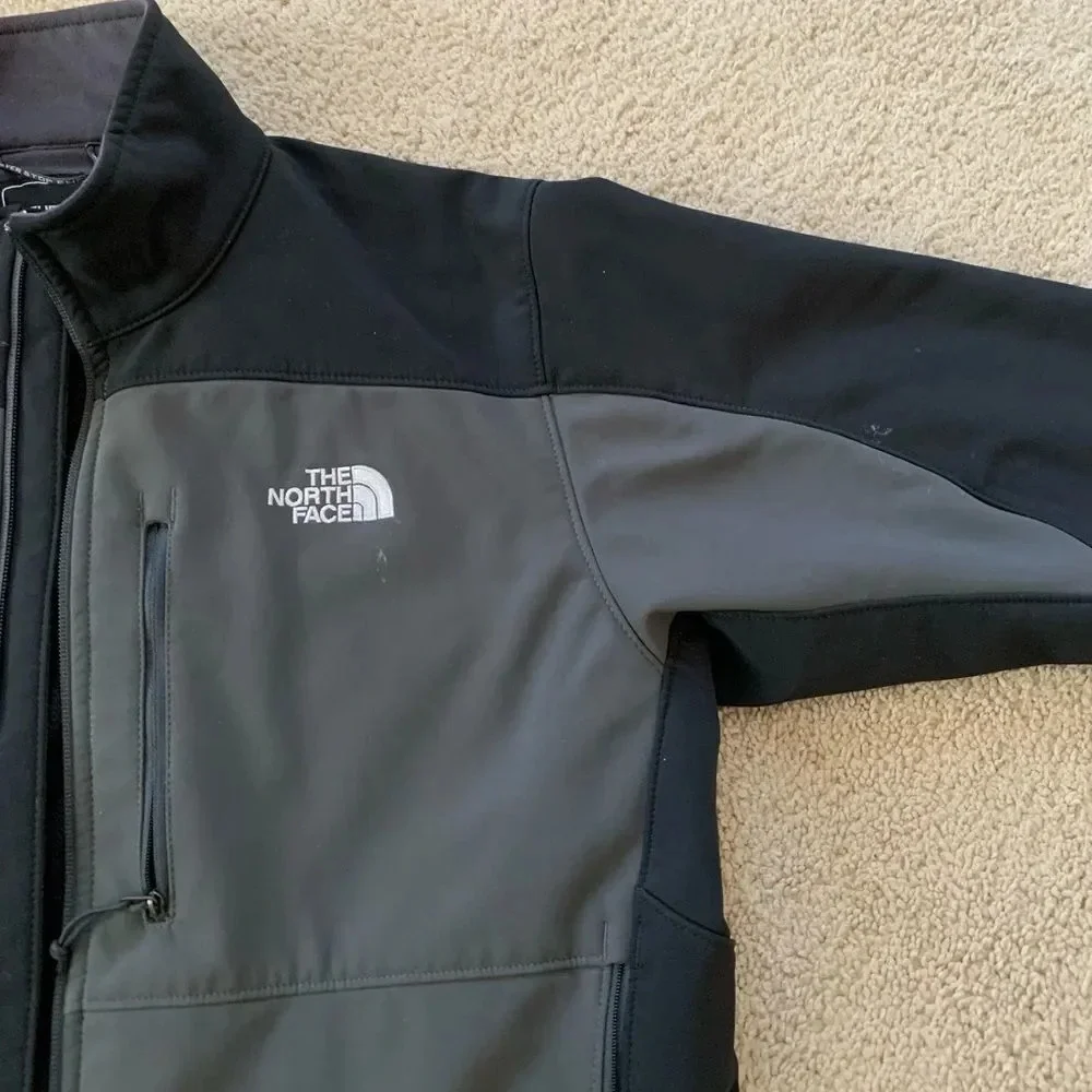 VTG North Face Jacket Mens Full Zip Fleece Jacket Shell Jacket Black Gray M L